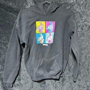 EUC Kids L Hoodie Black Fortnite Sweatshirt Colorful Llama Pullover LS warm